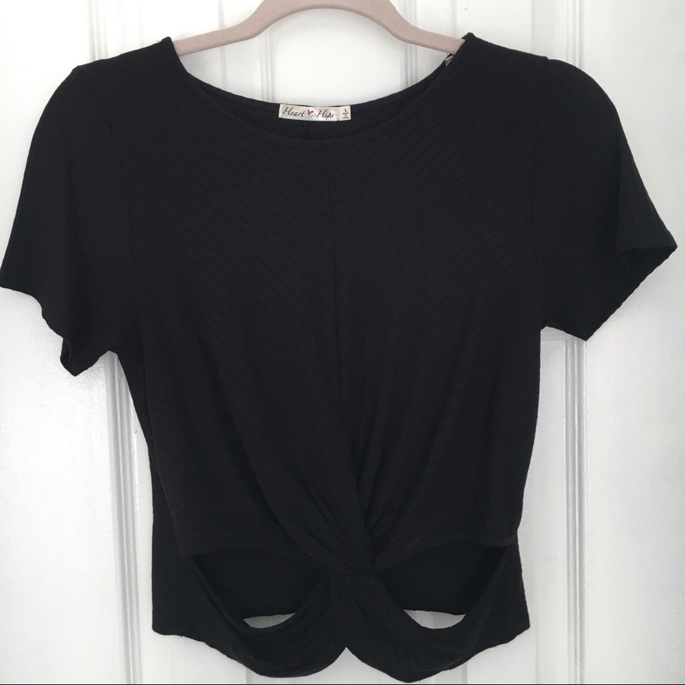 Black Cropped Shirt with Openings